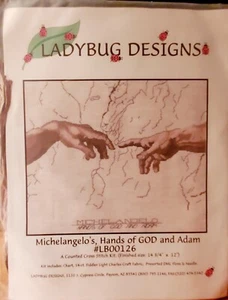 Ladybug Designs "Las Manos de Miguel Ángel de Dios y Adán" Kit de Punto de Cruz Contado - Imagen 1 de 4