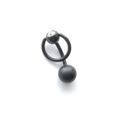 Barra de piercing escravo aço cirúrgico anodizado titânio preto 14g 10mm VCH GEM. - Imagem 1 de 4