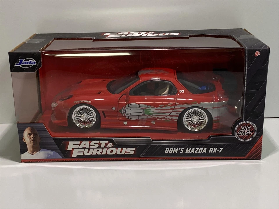 Fast & Furious Dom's MAZDA Rx-7 1/24 Scale Diecast Opening Parts Jada 98338 BB