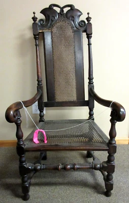 RARE CIRCA 1690's  JACOBEAN CANED SEAT ARMCHAIR IN EARLY FINISH ESTATE FIND ! - Image 1 of 4
