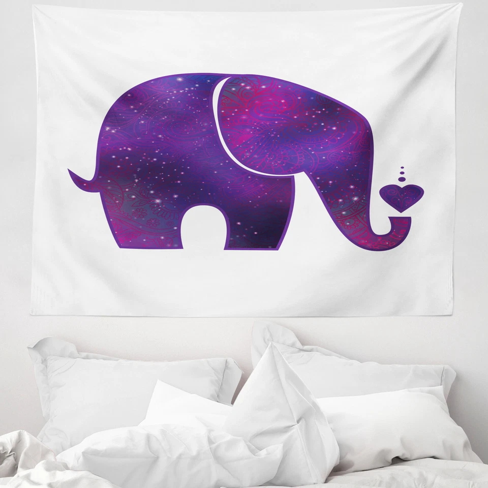 Animal Microfiber Wide Tapestry Elephant Hearts - Image 1 of 1