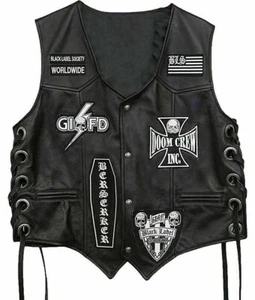 Zakk Wylde Black Label Society Echtleder Weste Jacke für Herren, BLS Patches - Bild 1 von 3