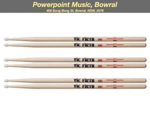 Vic Firth 7A American Classic Hickory Drumsticks Nylon Tip 3 x Pairs - Picture 1 of 2