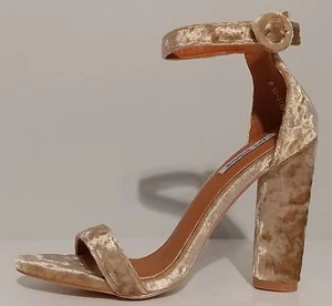 ¡NUEVO! Sandalias de terciopelo Cape Robbin Champagne tacones de 4" talla 8M EE. UU. 38M EUR - Imagen 1 de 3