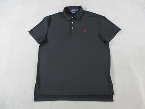 Ralph Lauren Polo Shirt Mens Large Black Red Pony Performance Stretch Golf Rugby