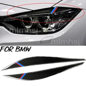 Carbon Fiber Eyebrow Eye Line Headlight Cover For BMW F30 3 Series 320i 325i 316 - Picture 1 of 8