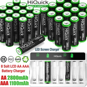 HiQuick AA AAA Rechargeable Batteries 1100mAh 2800mAh Ni-MH Battery/ Charger lot - Picture 1 of 55