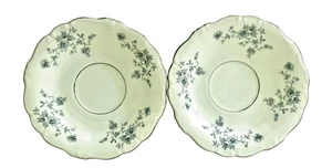 2 Vintage Johann Haviland Blue Garland Bavaria 6" Saucer Silver Ring Replacement - Picture 1 of 7