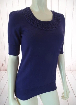 Suéter Top Moth Anthropologie M Azul/Púrpura Algodón Nylon Mezcla Elástica ¡CHIC! Foto 1 de 4