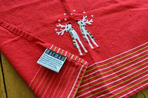 Christmas Holiday Reindeer Red Kitchen Towel Dish Cloth Harman Embroidered - Bild 1 von 4