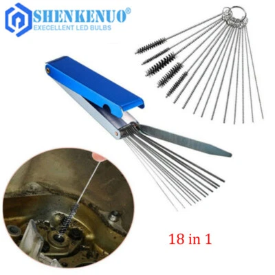 Herramienta de limpieza a chorro de carburador de carburador 5 cepillos + 13 agujas para motocicleta auto ATV Foto 1 de 4
