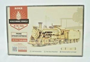 ROKR Prime Steam Express 308 Piece Wooden Train Model Kit 1:80 Scale (New) - Picture 1 of 2