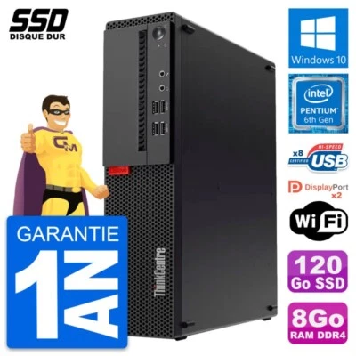 PC Lenovo Thinkcentre M910s SFF Pentium G4400 RAM 8Go SSD 120Go Windows 10 Wifi - Imagen 1 de 4