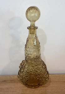 🌼Vintage Amber Glass Raised Grape And Leaf Design Decanter Bottle Vase - Picture 1 of 9