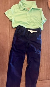 Boys Clothes Cat & Jack Outfit Polo and Navy Pants Size 5 - Picture 1 of 4