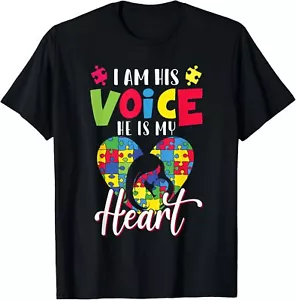 I'm His Voice He Is My Heart Autism Mom Autism Awareness T-Shirt Hoodie - Picture 1 of 11