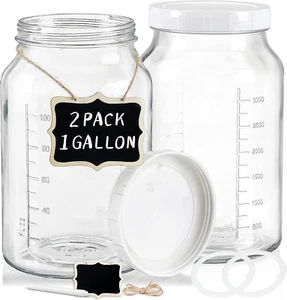 2 Pack 1 Gallon Glass Jars with Lid, Glass Storage Jars with Airtight Lid and Si - Picture 1 of 12