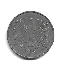 World Coins - Germany 5 Mark 1975 J Coin KM# 140.1 - Picture 1 of 3