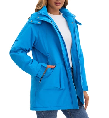 Women Thickened Parka Jacket Water-Resistant Winter Fleece Coat Detachable Hood - Image 1 of 4