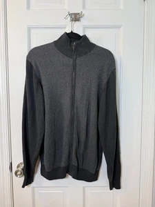 Chaqueta cárdigan Oscar de la Renta carbón cremallera completa para hombre talla grande - Imagen 1 de 10