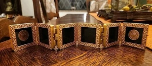 De Colección Elias Oro 18KT Galvanizado 10 13/16" x 1 5/16" • Marco Plegable de 6 Fotos - Imagen 1 de 16