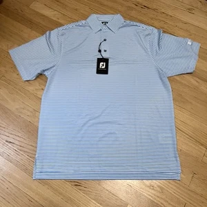 FootJoy Shirt Mens Large Blue Striped Golf Performance Polo Outdoor Dadcore NWT - Picture 1 of 9
