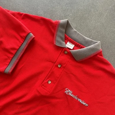 Vintage Angelica Uniform Group Budweiser Boxy Button Down Shirt 80s Red Mens XL - Image 1 of 4