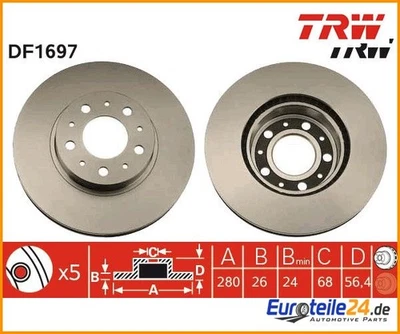 2 St. Bremsscheibe TRW DF1697 für Volvo 740 940 940 Kombi - Изображение 1 из 2