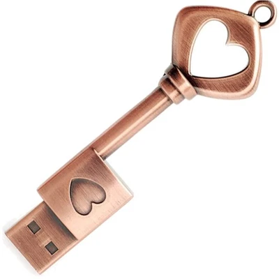 USB Stick 32GB, Metall Herzform, Schlüssel Design, Datenspeicher, USB 2.0 - Bild 1 von 2