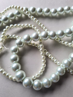 Glasperlen weiß rund, Strang Zuchtperlen Imitat, 4 / 10 mm 1558 - Bild 1 von 2