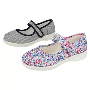 Mujer Rayas O Floral Cierre Adhesivo Easy B Lona Zapatos de Verano: Jura - Imagen 1 de 12