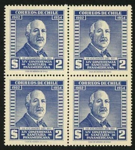 Chile Stamp Dr. Alejandro del Rio Sanitary Panamerican Conference Block of 4 MNH - Picture 1 of 1