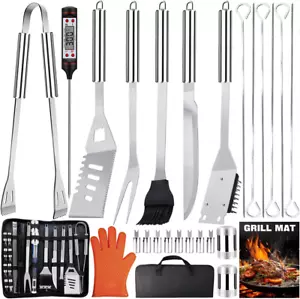 28PCS Stainless Steel BBQ Grill Accessories Set, Grilling Gifts for Men Birthday - Picture 1 of 12