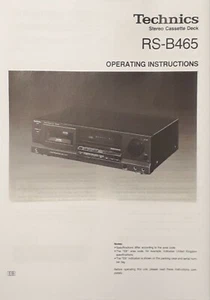 Technics RS-B465 Stereo Kassettenspieler Bedienungsanleitung - BENUTZERHANDBUCH - Bild 1 von 1