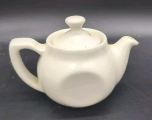 Vintage Serving For One Pottery Teapot White Marked - Picture 1 of 6