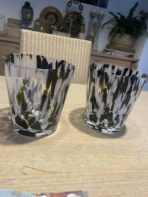 2 Glasvasen  Übertopf Gefäß Schwarz Gemustert Neu Modern Super Sammlung - Bild 1 von 4