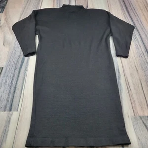 Goldworm Dress Womens 12 Black Merino Wool Vintage 70s Midi Mockneck Batwing - Picture 1 of 10