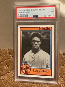 1987 Nestle Hand Cut Lou Gehrig PSA 7 #1 Yankees Card NEW CASE POP 1 NO Higher - Picture 1 of 1