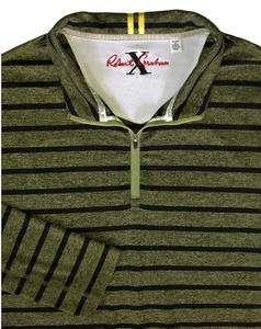 Robert Graham X Collection Mens 2XL Performance 1/4 Zip Pullover Green Striped - Picture 1 of 7