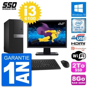 PC tour DELL 7050 Schermo 22 " Intel i3-6100 RAM 8Go SSD 2To HDMI Windows 10 - Zdjęcie 1 z 8