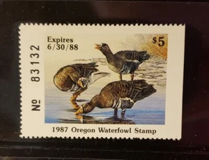 State Duck Stamp - Oregon 1987 - OR-4 - White-Front Geese - MNH - XF - Picture 1 of 1