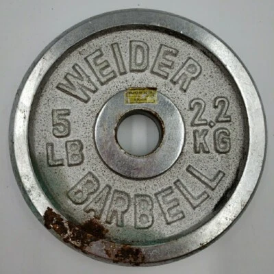 5# Vintage Weider Barbell SINGLE 5lbs Standard Weight Plate CHROME 1" Hole - Image 1 of 4
