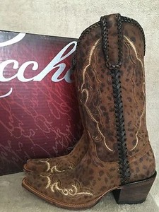 LUCCHESE M5040 Cassie Hecho a Mano México Guepardo Camel Cuero Botas Zapatos EE. UU. 6 NUEVO SIN CAJA - Imagen 1 de 7