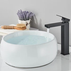 Negro lavabo grifo de alto modelo de un solo agujero de latón grifo de la bañera - Imagen 1 de 10