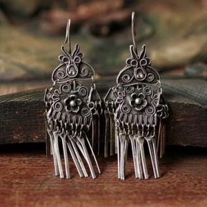 ETHNIC TRIBAL MIAO HANDMADE EARRINGS / JE007 - Picture 1 of 3