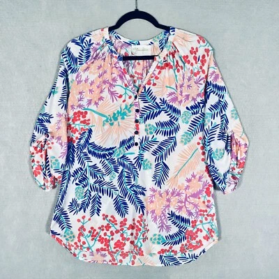 Yumi Kim Top Womens L Multicolor Viscose Pullover Floral Tunic - Image 1 of 4