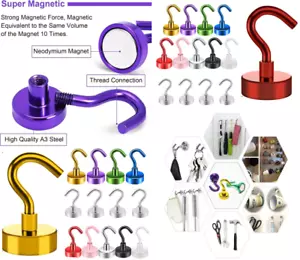 Ganchos magnéticos de alta resistencia MULTICOLOR 12 MM para colgar imán fuerte de neodimio - Imagen 1 de 18