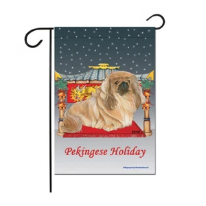 Pekingese Christmas Garden Flag Double Sided 12" x 18" - Picture 1 of 1