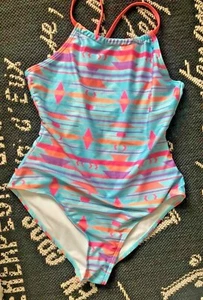 New WALLFLOWERS SWIMSUIT Girl 14 M Pink Purple Blue AZTEC Swimsuit Suit 1 PC - Picture 1 of 10