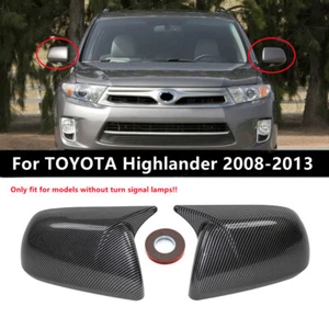 Carbon Fiber Style Rearview Mirror Cover Cap For TOYOTA Highlander 2008-2013 - Foto 1 di 4